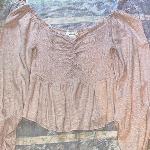 pink polka dot blouse